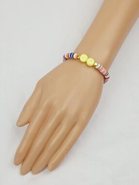 3 FOR $15 🧡 Handmade Clay Bead Smiley Face Multi Color Bracelet